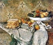 Paul Cezanne Plate with fruits and sponger fingers oil on canvas